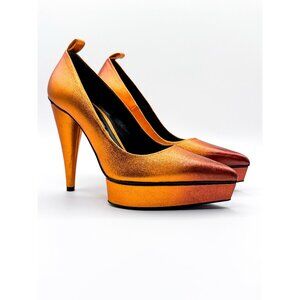 TOM FORD Laminated Nappa Leather Clementine Platform Heeled Pumps